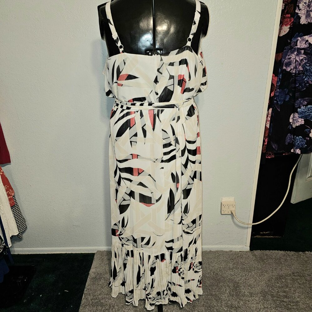 #144 Lane Bryant Geometric Ruffle Neckline Sleeveless Maxi Dress Size 18/20 2X - Picture 5 of 8